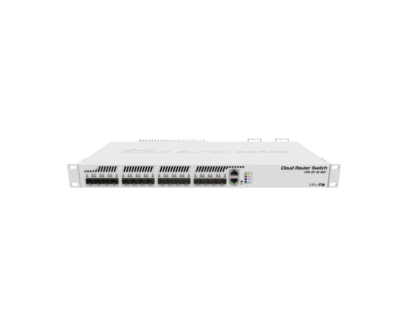 Mikrotik Cloud Router Switch CRS317-1G-16S+RM, 800MHz CPU, 1GB RAM, 1xG-LAN, 16xSFP+, RouterOS L6 or SwitchOS (dual boot), 1U rackmount, Dual redundant PSU