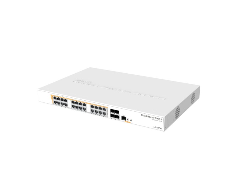Mikrotik Cloud Router Switch CRS328-24P-4S+RM, 800 MHz CPU, 512MB RAM, 24×G-LAN (all PoE-out), 4xSFP+, RouterOS L5/SwitchOS (dual boot), 1U rackmount kućište, 500W PSU 
