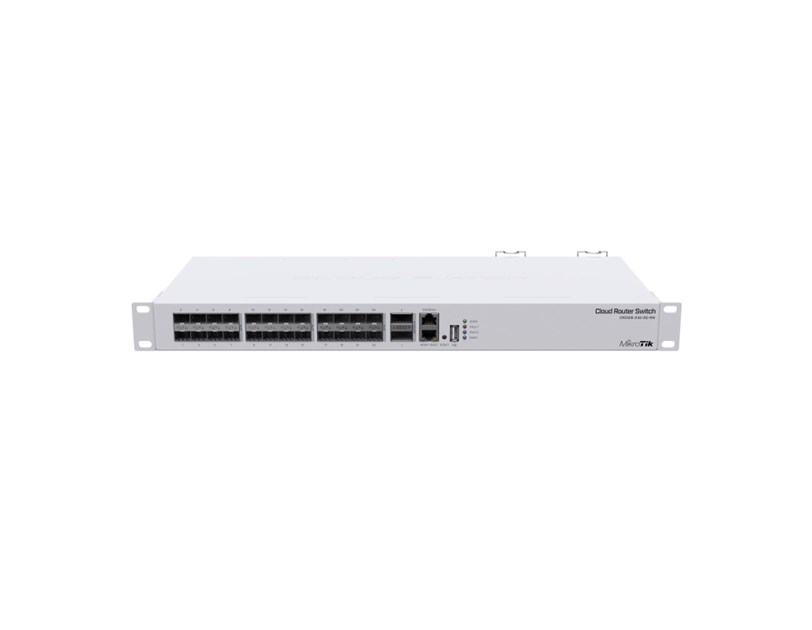 Mikrotik Cloud Router Switch CRS326-24S+2Q+RM, 2x40G QSFP+, 24×10G SFP+, 1xLAN, RouterOS L5 or SwitchOS (dual boot), 1U rackmount, Dual redundant PSU
