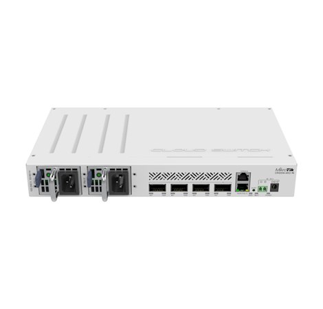 Mikrotik Cloud Router Switch 504-4XQ-IN, QCA9531 650 MHz CPU, 16×25G, 64MB RAM, 4×100G QSFP28 ports, 1×100Mbit manage port, RouterOS L5, desktop kućište, rackmount , dual hot-swap PSU