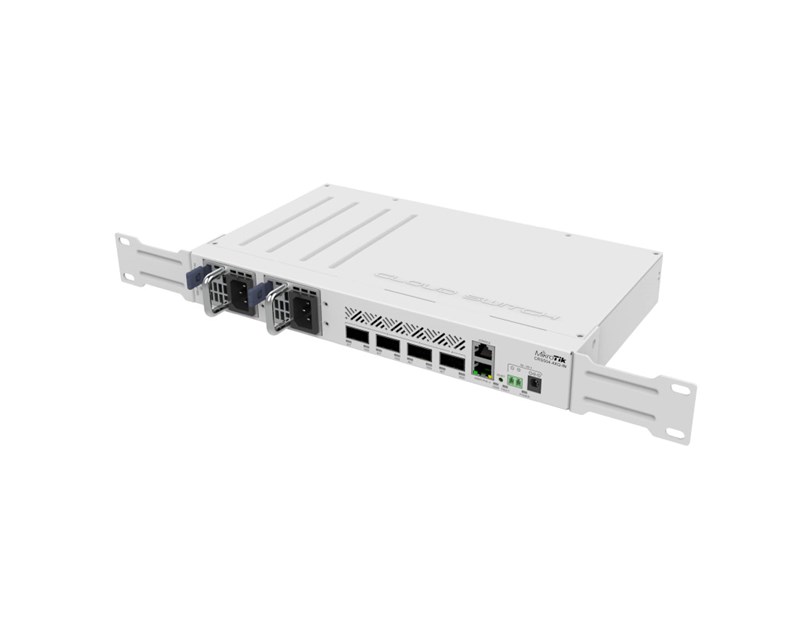 Mikrotik Cloud Router Switch 504-4XQ-IN, QCA9531 650 MHz CPU, 16×25G, 64MB RAM, 4×100G QSFP28 ports, 1×100Mbit manage port, RouterOS L5, desktop kućište, rackmount , dual hot-swap PSU