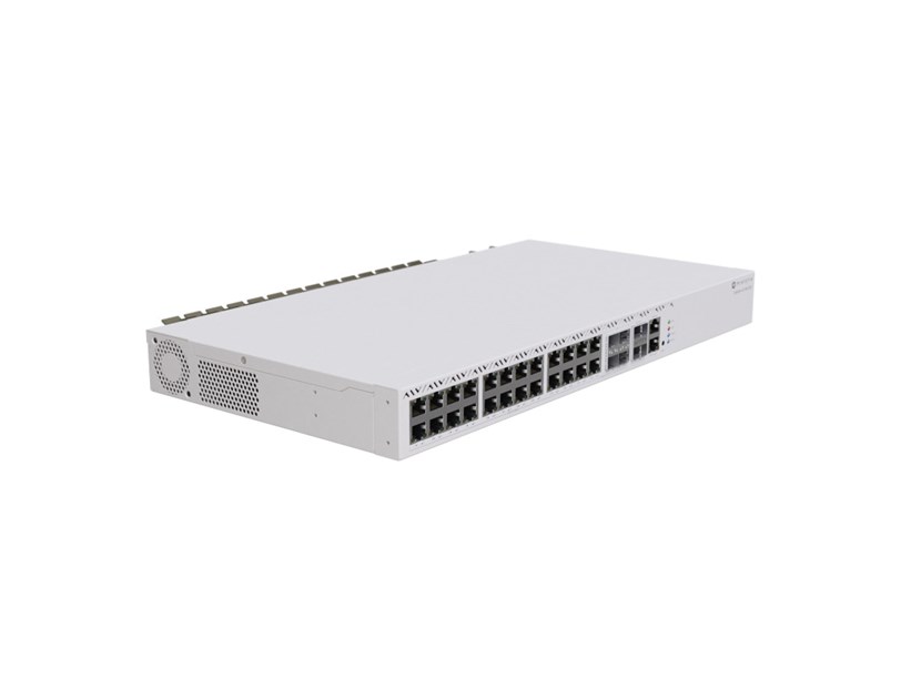 Mikrotik Cloud Router Switch CRS326-4C+20G+2Q+RM, 20x 2.5 GIGABIT Ethernet, 4x Combo ports ethernet 2.5G/10G SFP+, 2x 40G QSFP+, 128 MB DDR2 RAM, 32 MB storage, RouterOS v7 License level  6, 2x AC In