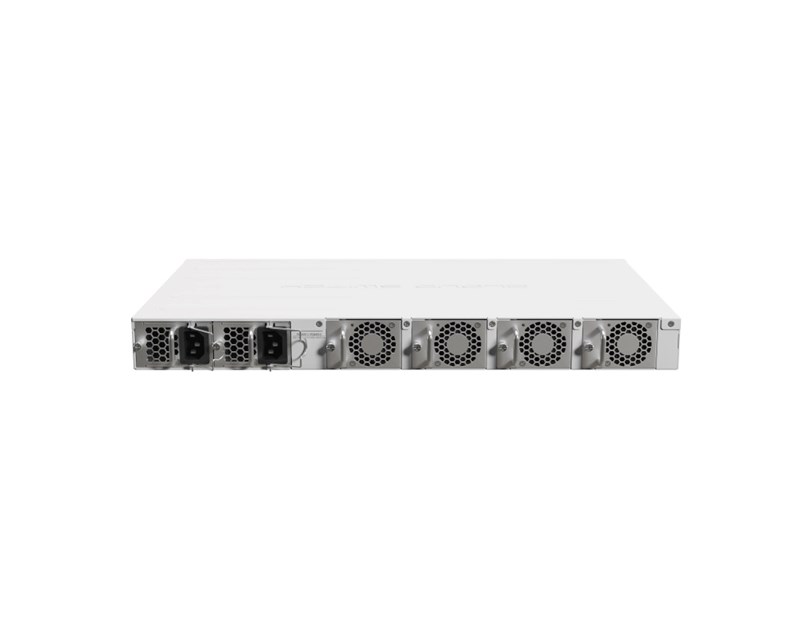 Mikrotik Cloud Router Switch 518-16XS-2XQ-RM, 750 MHz CPU, 64MB RAM, 2×100G QSFP28, 16×25G SFP28, 1×100Mbit, USB-A, RouterOS L6, 1U rackmount kućište, 2×hot-swap PSU, 4×hot-swap ventilatori