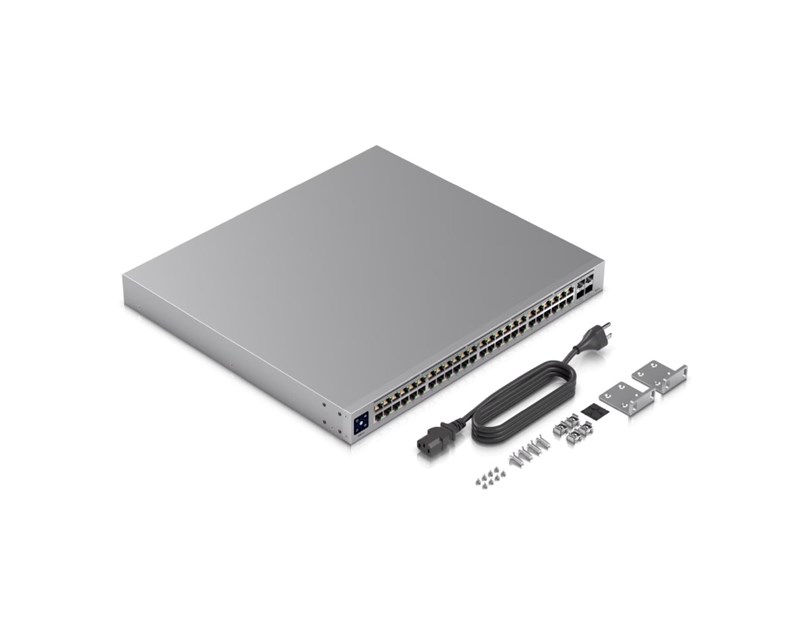 Ubiquiti UniFi Managed 48-port Gigabit Switch, 4×10G SFP+, Touchscreen LCD, Rackmount (USW-PRO-48)