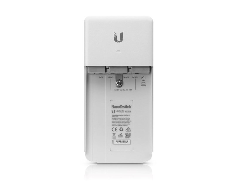 Ubiquiti NanoSwitch, outdoor 4-port Gigabit switch, PoE passthrough (N-SW)