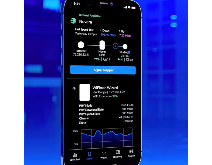 Ubiquiti WiFiMan Wizard - 2.4 GHz & 5GHz unlicensed band scanning, 240 minutes continous scanning battery life, BLE pairing, USB-C charging, iPhone Magsafe attachable support