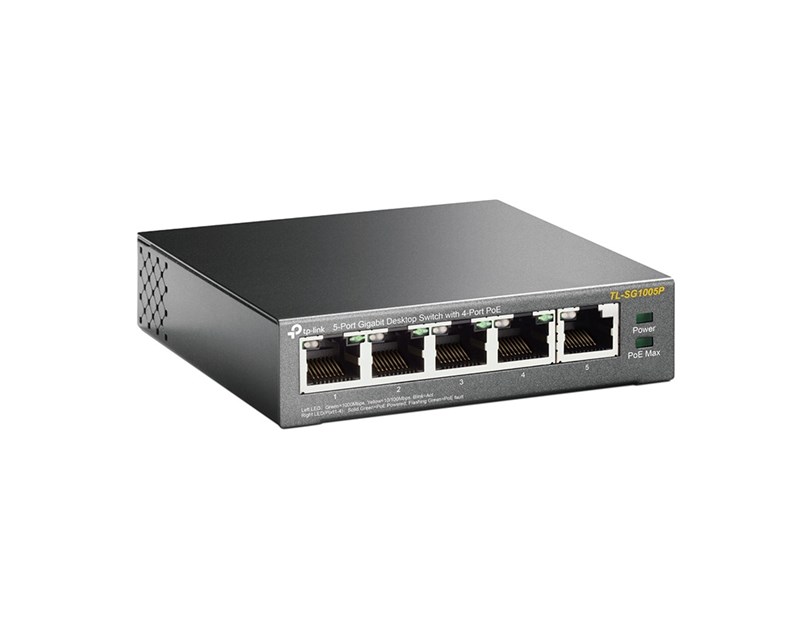 TP-Link 5-port Gigabit PoE+ preklopnik (Switch) 5×10/100/1000M RJ45 ports, 1×PoE++ In, 4xPoE+ Out ports, metalno kućište
