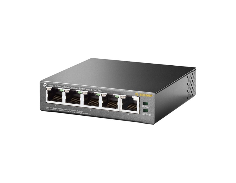 TP-Link 5-port Gigabit PoE+ preklopnik (Switch) 5×10/100/1000M RJ45 ports, 1×PoE++ In, 4xPoE+ Out ports, metalno kućište