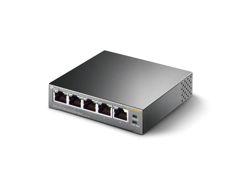 TP-Link 5-port Gigabit PoE+ preklopnik (Switch) 5×10/100/1000M RJ45 ports, 1×PoE++ In, 4xPoE+ Out ports, metalno kućište