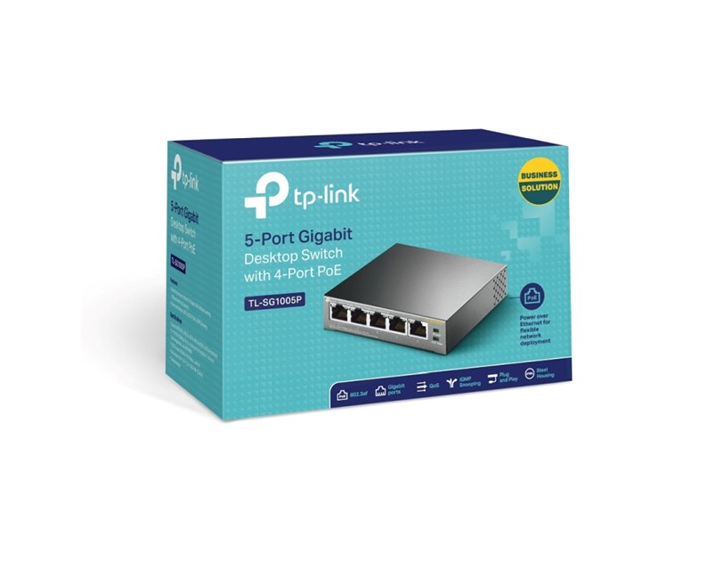 TP-Link 5-port Gigabit PoE+ preklopnik (Switch) 5×10/100/1000M RJ45 ports, 1×PoE++ In, 4xPoE+ Out ports, metalno kućište