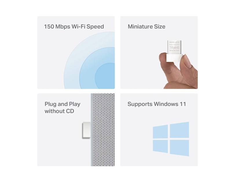 Mercusys MW150US bežični N USB Nano adapter 150Mbps (2.4GHz), 802.11n/g/b