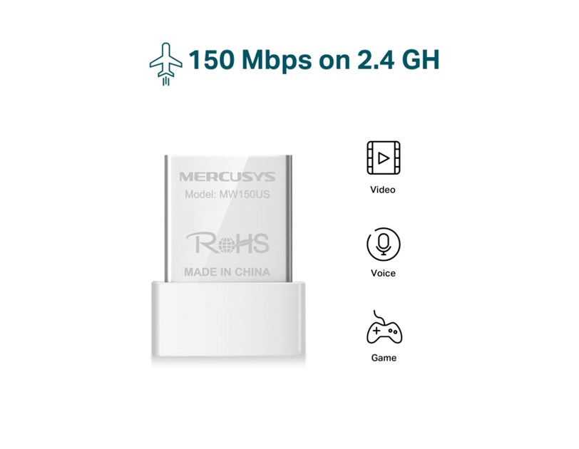 Mercusys MW150US bežični N USB Nano adapter 150Mbps (2.4GHz), 802.11n/g/b