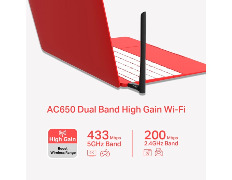 Mercusys AC650 bežični High-Gain Dual-Band USB adapter, 200Mbps/433Mbps (2.4GHz/5GHz), 802.11a/b/g/n/ac, 5dBi antena