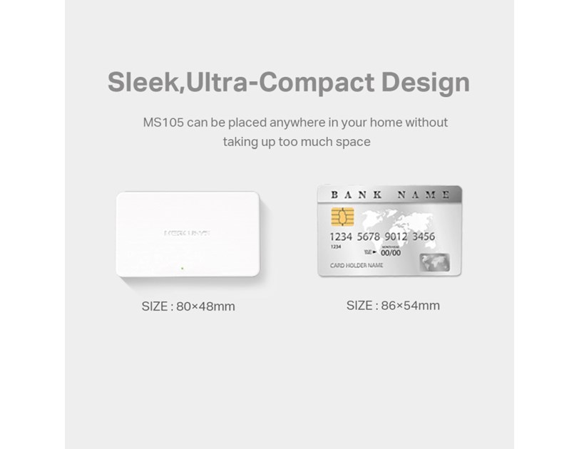 Mercusys 5-port mini Desktop preklopnik (Switch), 5×10/100M RJ45 ports, plastično kućište
