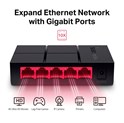 Mercusys 5-port Gigabit mini Desktop preklopnik (Switch), 5×10/100/1000M RJ45 ports, plastično kućište