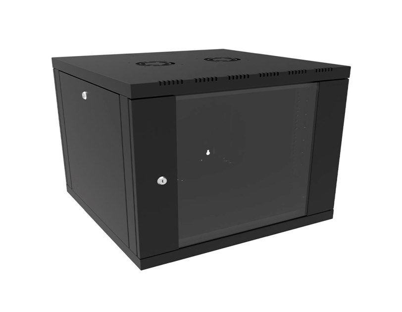 Canovate 6U 600x450x376 SINGLE zidni ormar s bočnim stranama koje se mogu otvoriti izvana, crni (WS3O-9-066DF)