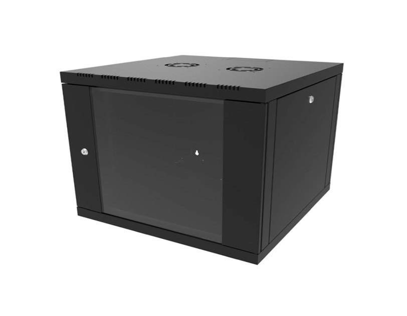 Canovate 6U 600x600x376 SINGLE zidni ormar s bočnim stranama koje se mogu otvoriti izvana, crni (WS3O-9-0666F)