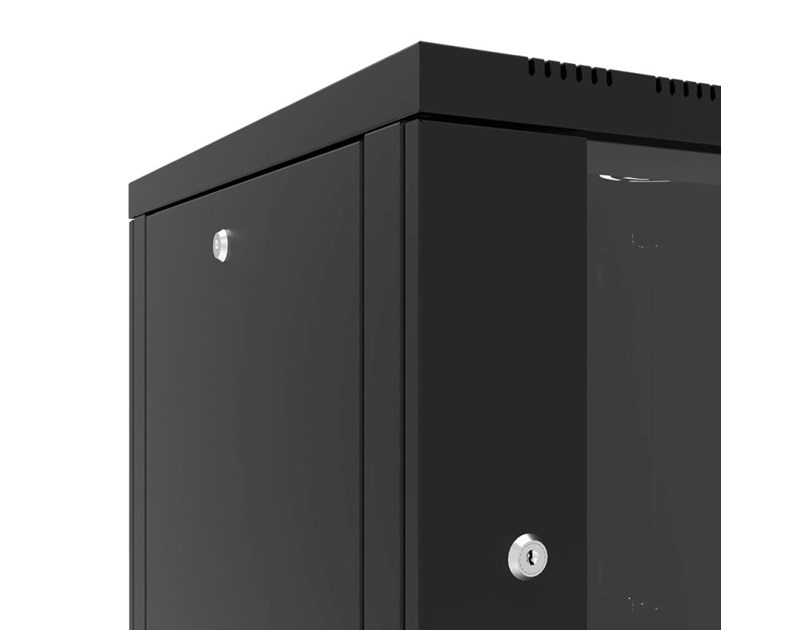 Canovate 6U 600x600x376 SINGLE zidni ormar s bočnim stranama koje se mogu otvoriti izvana, crni (WS3O-9-0666F)