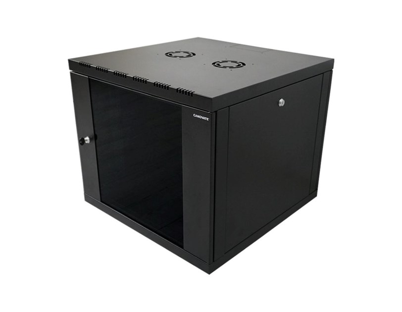 Canovate 12U 600x560x631 SINGLE zidni ormar s bočnim stranama koje se mogu otvoriti izvana, crni (WS3O-9-1265F)