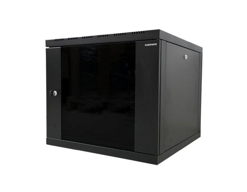 Canovate 12U 600x600x631 SINGLE zidni ormar s bočnim stranama koje se mogu otvoriti izvana, crni (WS3O-9-1266F)