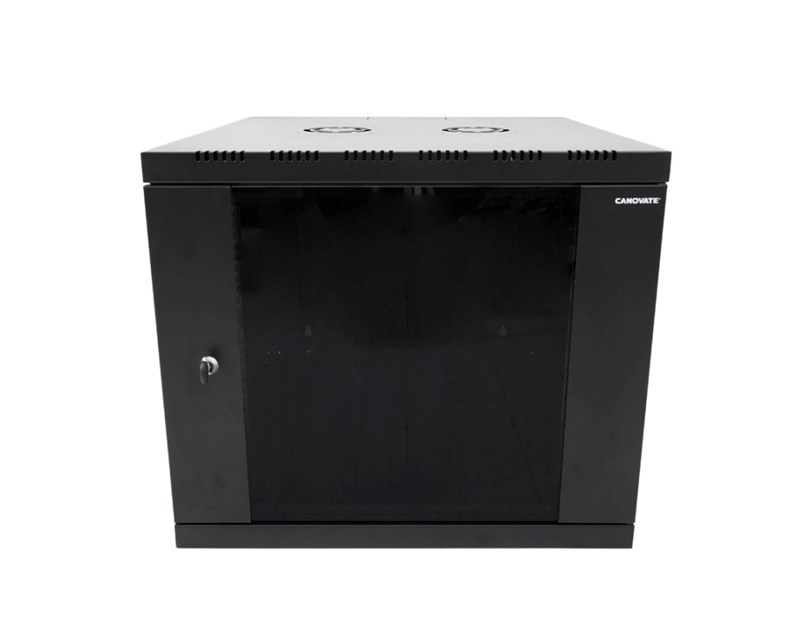 Canovate 12U 600x600x631 SINGLE zidni ormar s bočnim stranama koje se mogu otvoriti izvana, crni (WS3O-9-1266F)