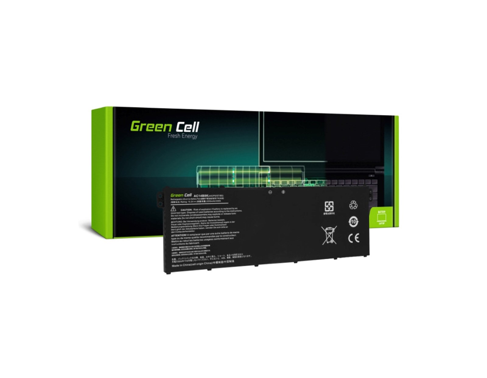 Green Cell (AC72) baterija 2200mAh, 15.2V AC14B3K AC14B8K za Acer Aspire 5 A515 A517 R15 R5-571T Spin 3 SP315-51 SP513-51 Swift 3 SF314-52