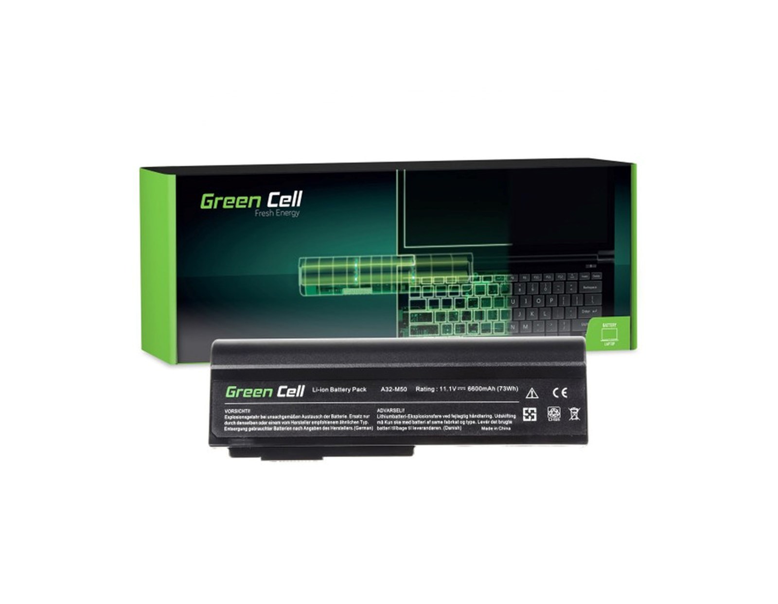Green Cell (AS09) baterija 6600 mAh, 10.8V (11.1V) A32-M50 A32-N61 za Asus G50/ G51/ G60/ M50/ M50V/ N53/ N53SV/ N61/ N61VG/ N61JV (AS09)