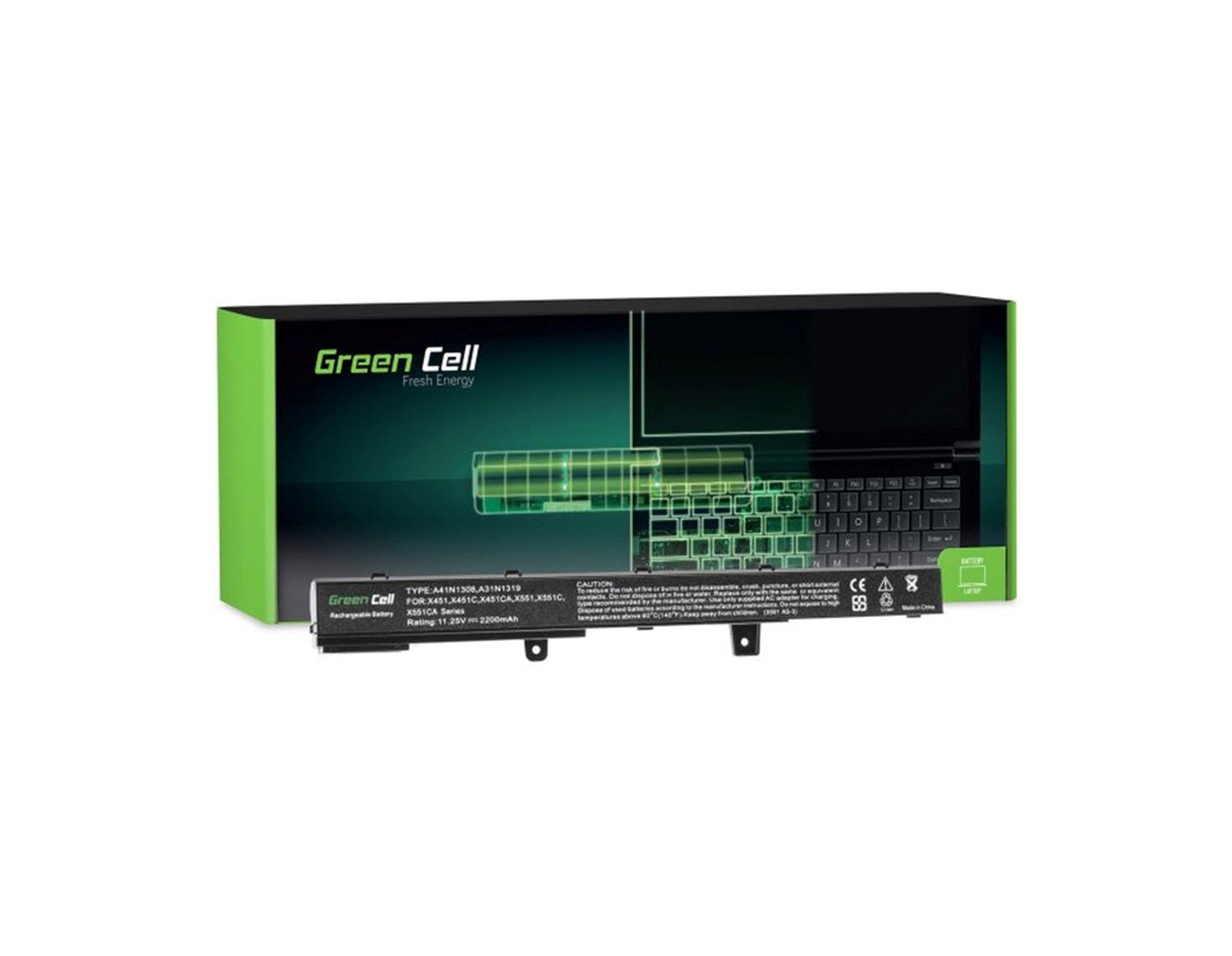 Green Cell (AS90) baterija 2200 mAh,11.25V A31N1319 A41N1308 za Asus X551 X551C X551CA X551M X551MA X551MAV F551 F551C F551M R512C R512CA R553L