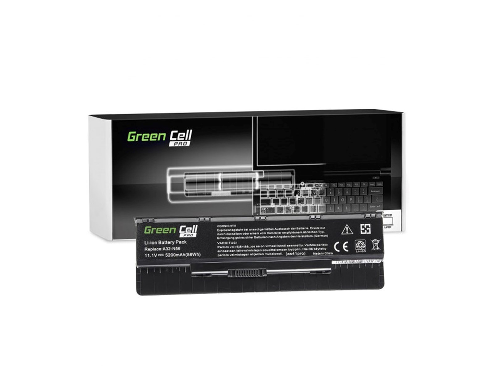 Green Cell PRO (AS41PRO) baterija 5200 mAh, 10.8V (11.1V) A32-N56 za Asus G56 N46 N56 N56DP N56V N56VM N56VZ N76