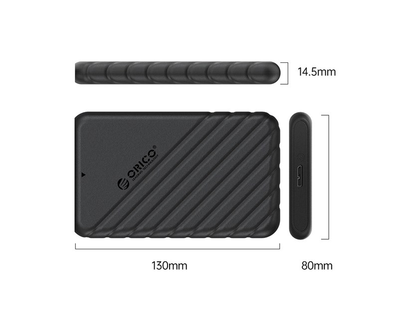 Orico vanjsko kućište 2.5" SATA HDD/SSD, 7 do 9.5mm, tool free, USB3.0 Micro-B, crni (ORICO-25PW1-U3-BK-BP-HW)