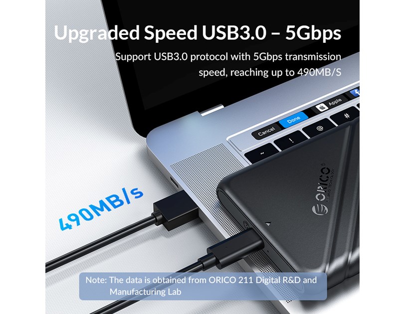 Orico vanjsko kućište 2.5" SATA HDD/SSD, 7 do 9.5mm, tool free, USB3.0 Micro-B, crni (ORICO-25PW1-U3-BK-BP-HW)