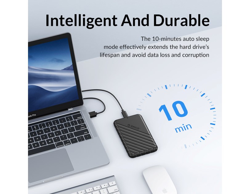 Orico vanjsko kućište 2.5" SATA HDD/SSD, 7 do 9.5mm, tool free, USB3.0 Micro-B, crni (ORICO-25PW1-U3-BK-BP-HW)