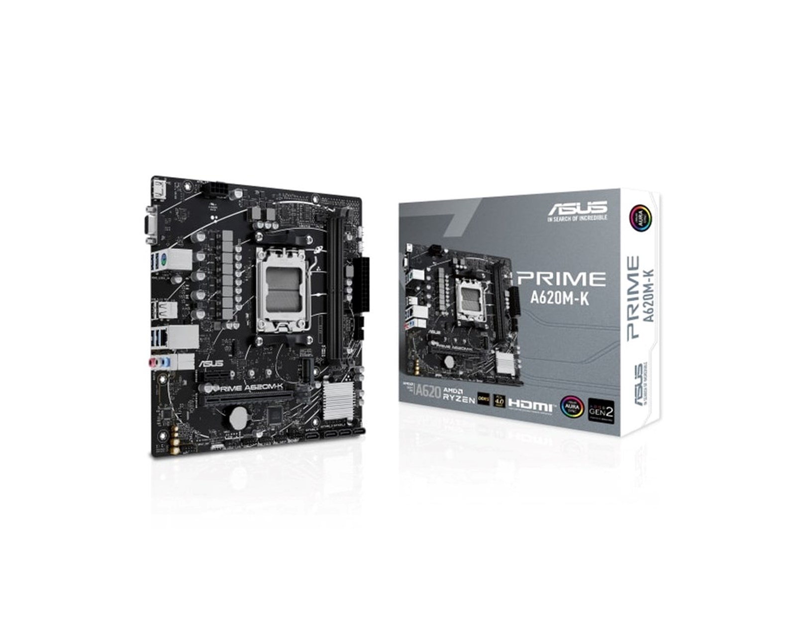 Asus PRIME A620M-K, S. AM5, 2× DDR5-7200MHz (OC), PCIe 4.0,VGA/HDMI mATX