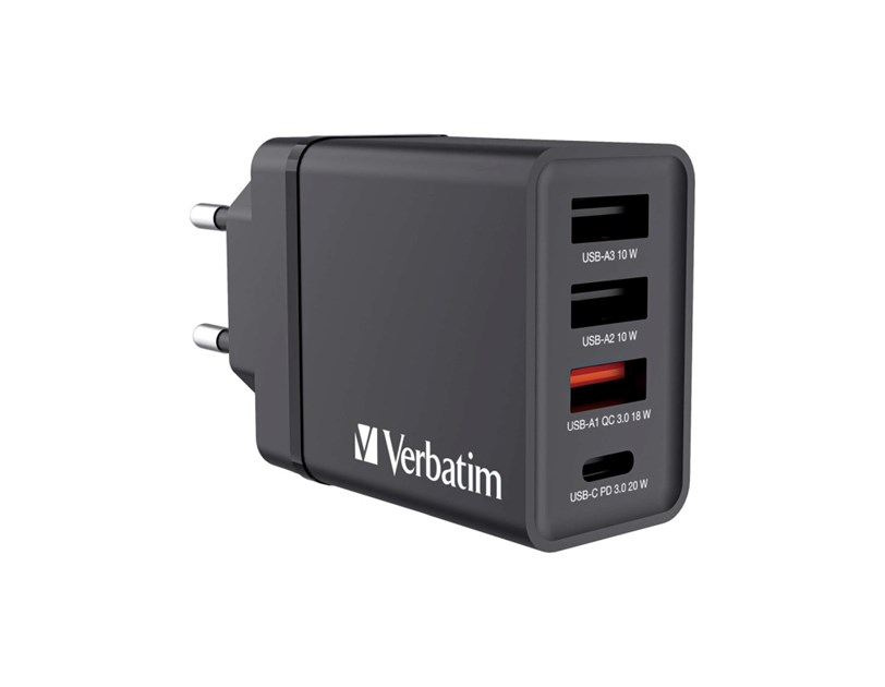 Verbatim zidni punjač 30W, 3×USB-A/1×USB-C
