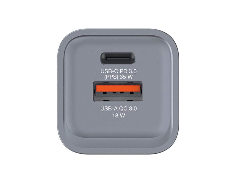 Verbatim GNC-35 GaN zidni punjač 35W, 1×USB-C PD 35W / 1×USB-A QC3.0 