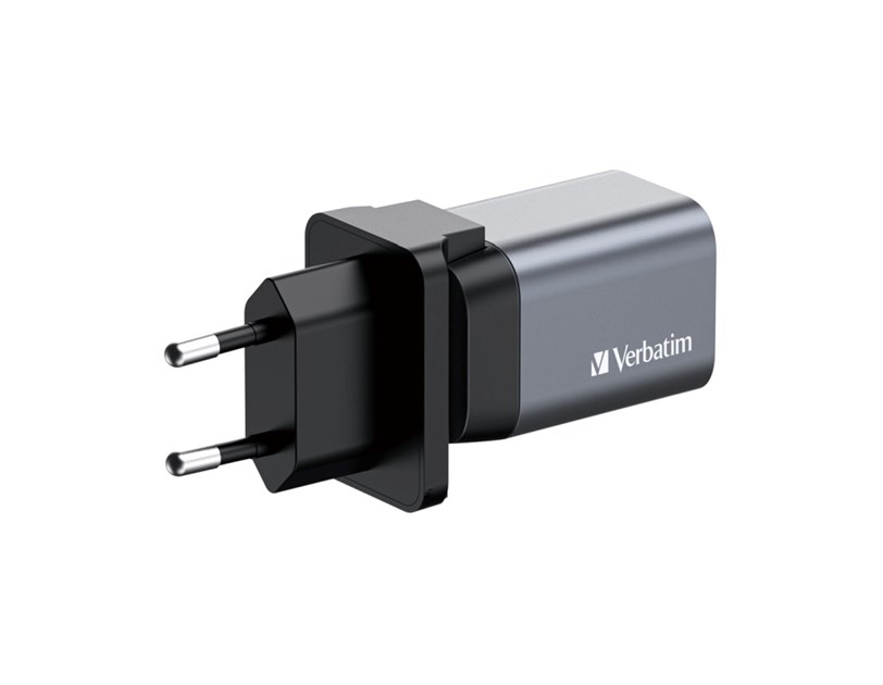 Verbatim GNC-35 GaN zidni punjač 35W, 1×USB-C PD 35W / 1×USB-A QC3.0 
