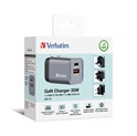 Verbatim GNC-35 GaN zidni punjač 35W, 1×USB-C PD 35W / 1×USB-A QC3.0 