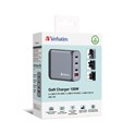 Verbatim GNC-100 GaN zidni punjač 100W, 2×USB-C PD 100W / 1×USB-C PD 65W / 1× USB-A QC3.0