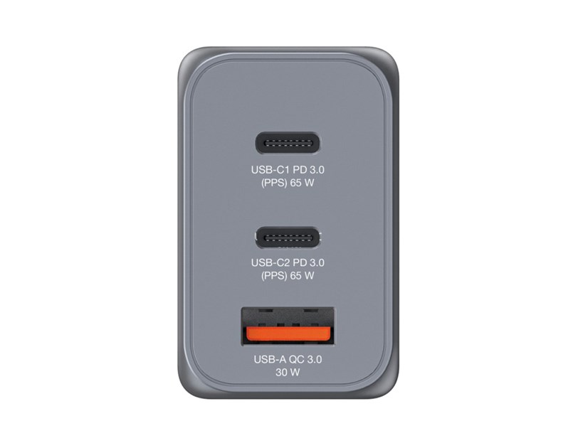 Verbatim GNC-65 GaN zidni punjač 65W, 2×USB-C PD 65W / 1×USB-A QC3.0