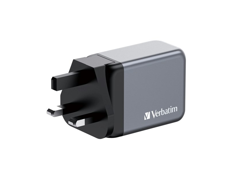Verbatim GNC-65 GaN zidni punjač 65W, 2×USB-C PD 65W / 1×USB-A QC3.0