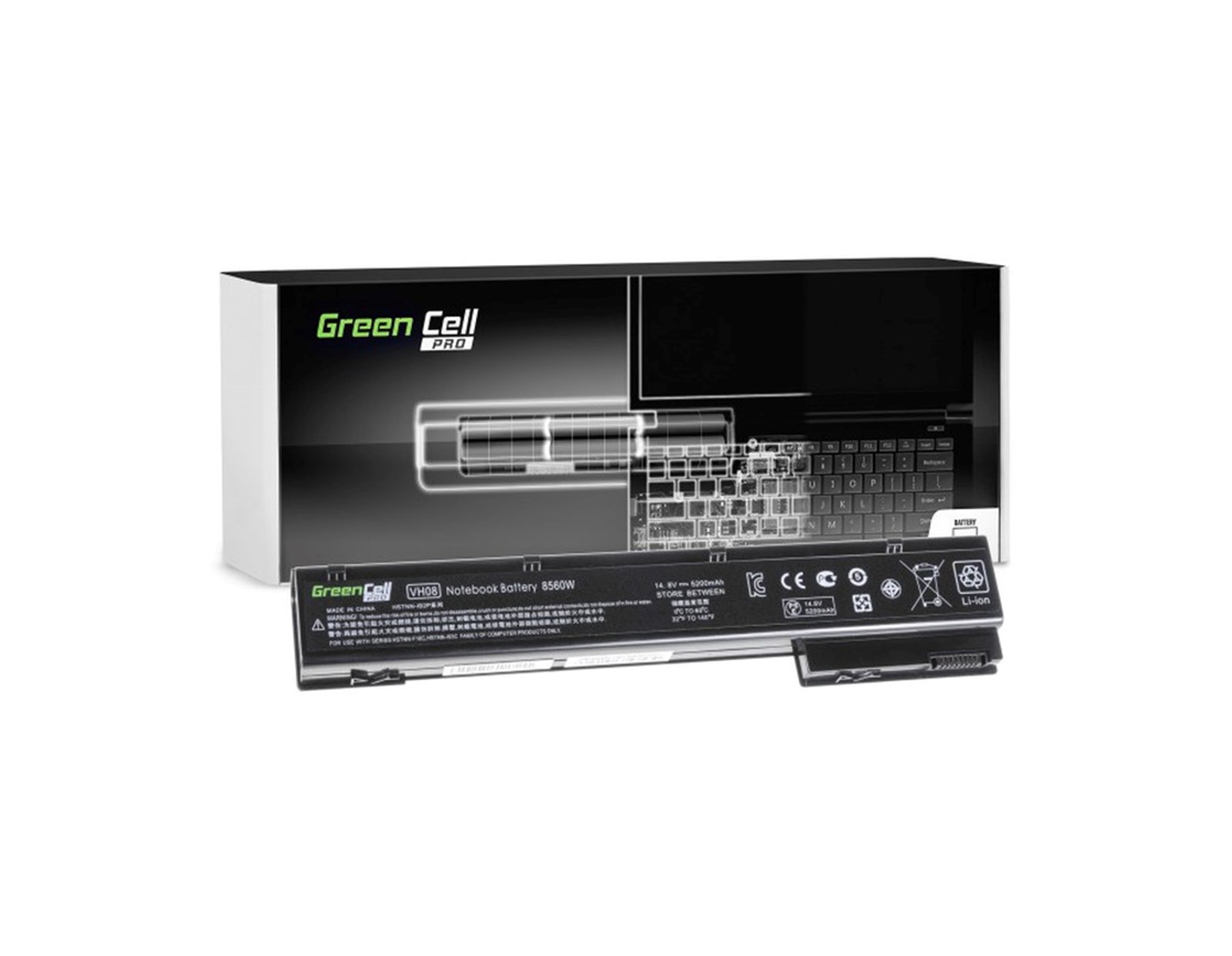 Green Cell PRO (HP56PRO) baterija 5200 mAh, 14.4V (14.8V) VH08XL za HP EliteBook 8560w 8570w 8760w 8770w
