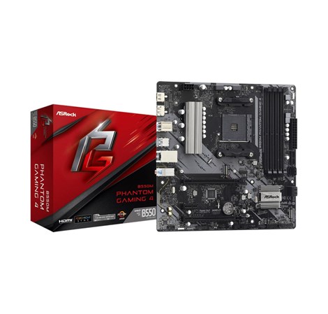 Asrock AMD B550M Phantom Gaming 4, S. AM4, 4× DDR4/ 4733 MHz(OC), PCIe 4.0, DP/HDMI, mATX