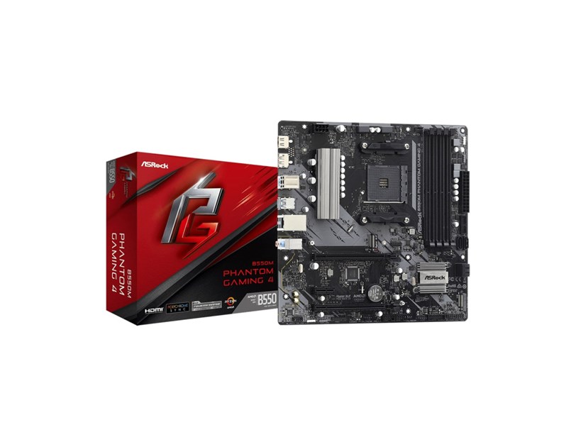 Asrock AMD B550M Phantom Gaming 4, S. AM4, 4× DDR4/ 4733 MHz(OC), PCIe 4.0, DP/HDMI, mATX