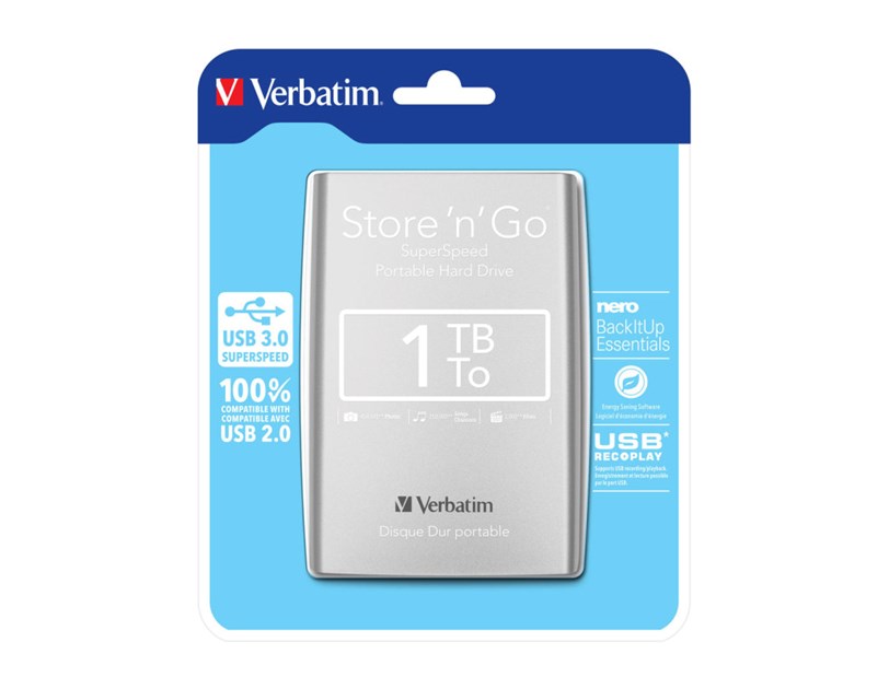 Verbatim 2.5" Store'n'Go 1TB vanjski HDD, USB3.0 Gen1, srebrni