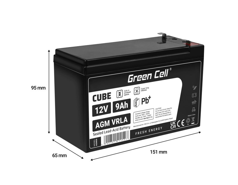 Green Cell (AGM06) baterija AGM 12V/9Ah