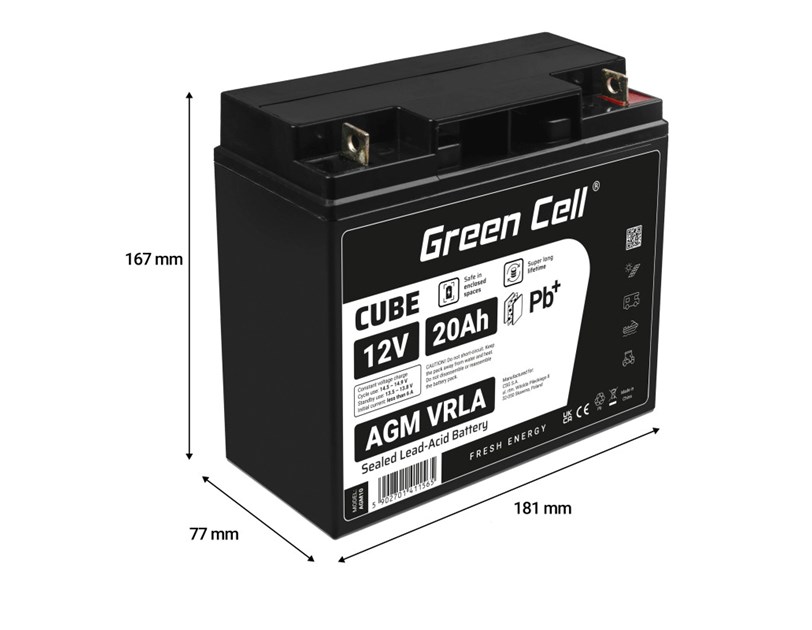 Green Cell (AGM10) baterija AGM 12V/20Ah