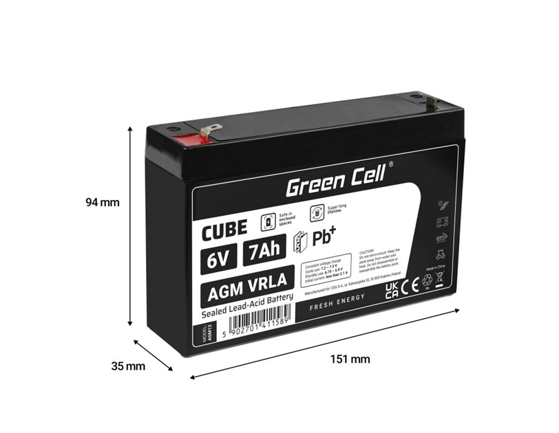 Green Cell (AGM12) baterija AGM 6V/7Ah