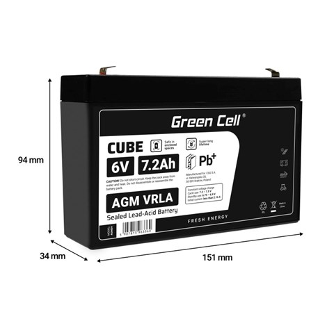 Green Cell (AGM39) baterija AGM 6V/7.2Ah