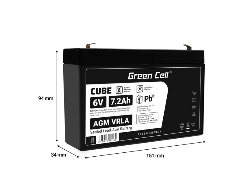 Green Cell (AGM39) baterija AGM 6V/7.2Ah