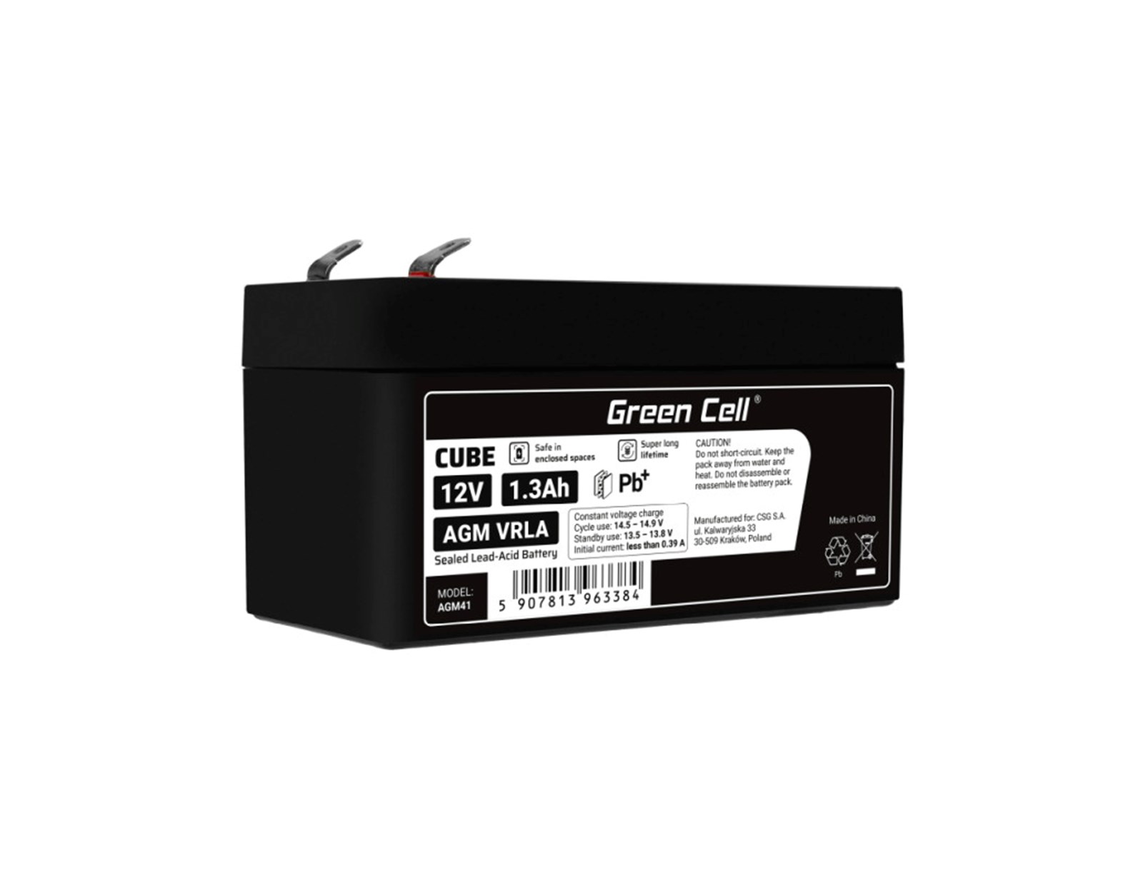 Green Cell (AGM41) baterija AGM 12V/1.3Ah